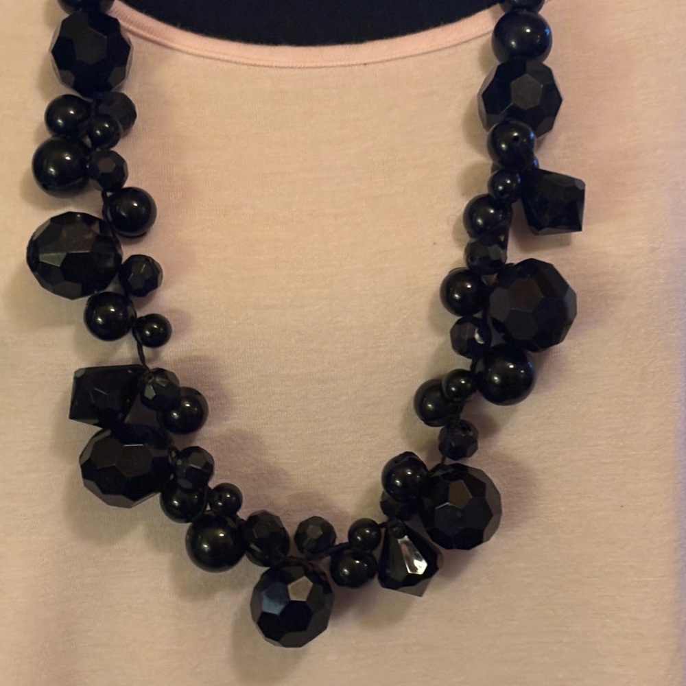 Bold Black Acrylic Beaded MARK by AVON Necklace